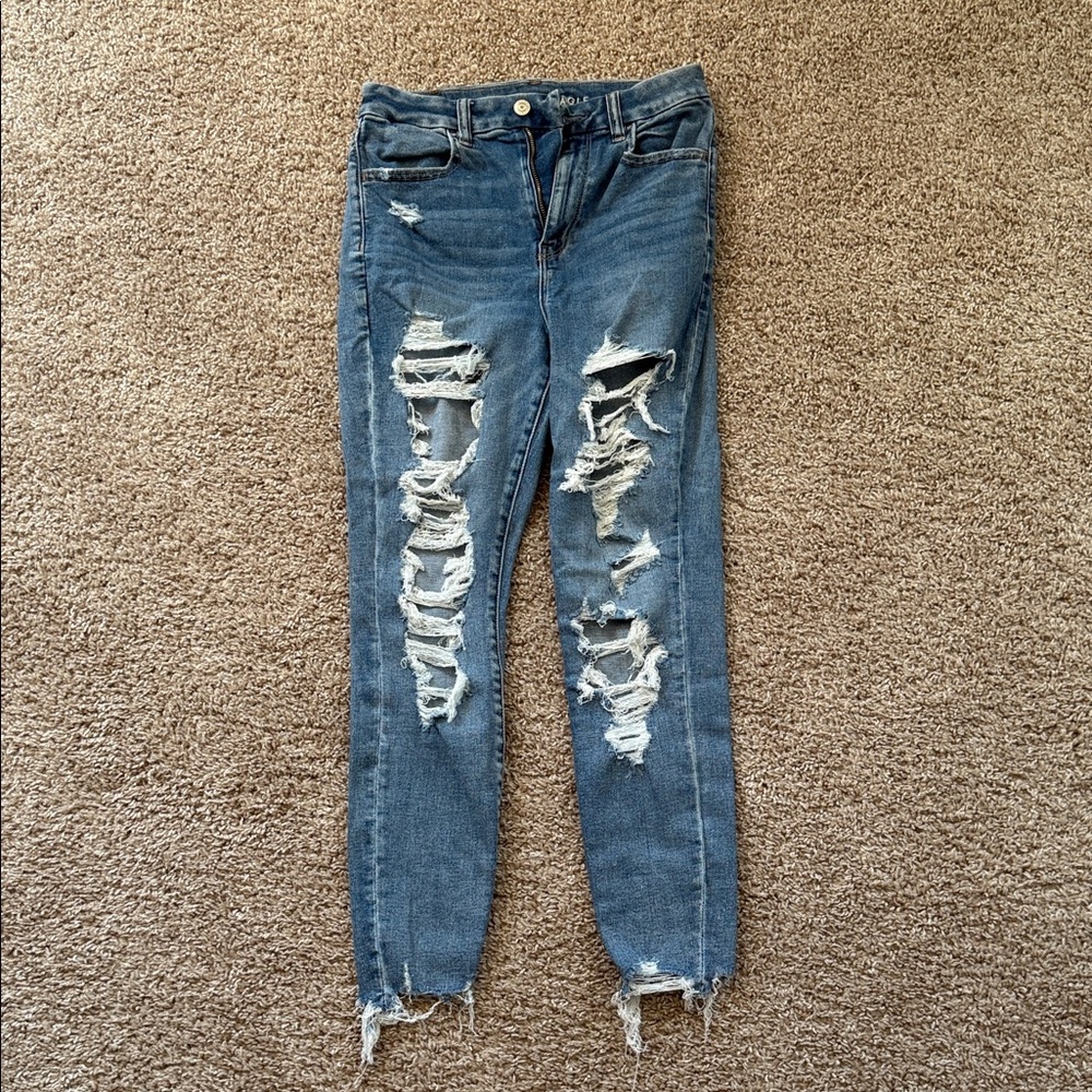 Distressed Blue Jeans